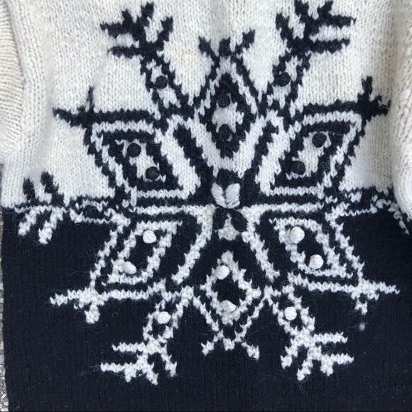 Vintage 1990s Chunky Snowflake Tunic Sweater S - Picture 5 of 6